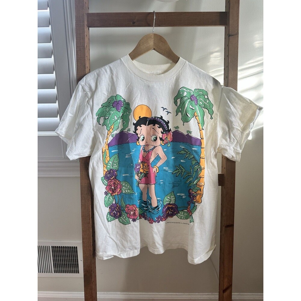 VTG 90's Betty Boop Hawaiian Aloha Bikini T-Shirt 1993 Single Stitch RARE Large